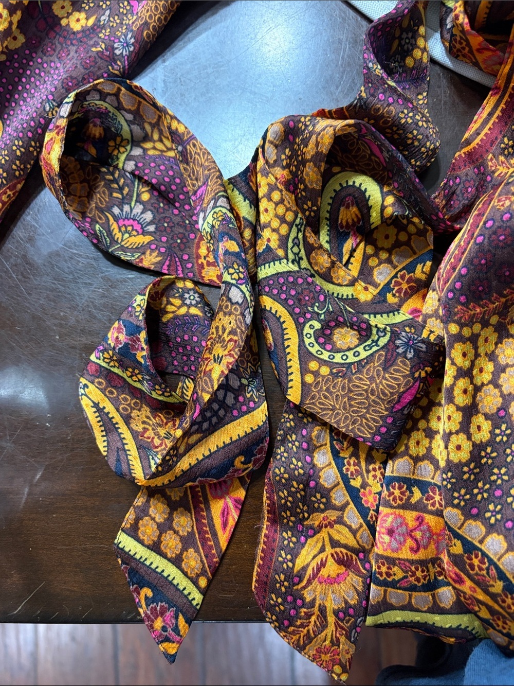 Jessica Simpson Burgundy, Brown and Mustard Paisley Maxi Dress - Picture 5 of 5